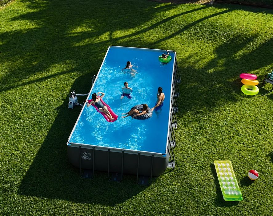 Каркасний басейн Intex 26364 / 26368 (732×366×132) з піщаним насосом ULTRA XTR Rectangular Frame Pool 7 м великий прямокутний