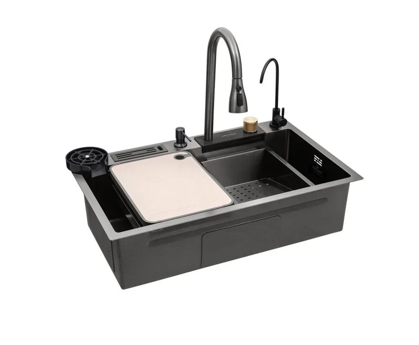 Кухонна мийка Kroner KRP Schwarze - SET7545NB PVD (3.0/0.8 мм)