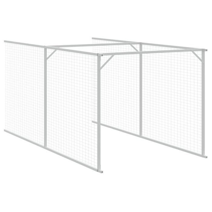 Vidaxl Buda Dla Psa, Z Dachem, Jasnoszara, 117X405X123 Cm, Stal