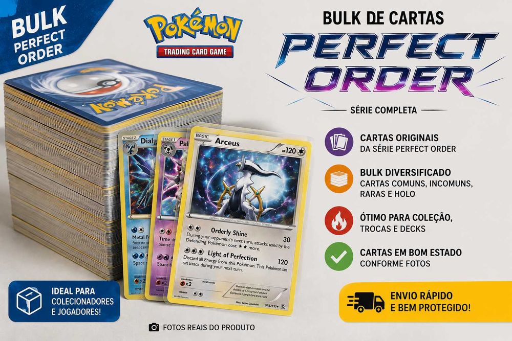 73 Cartas Pokemon - Bulk com Cartas Reverse Hollows e EX - Perfect Order (Inglês)