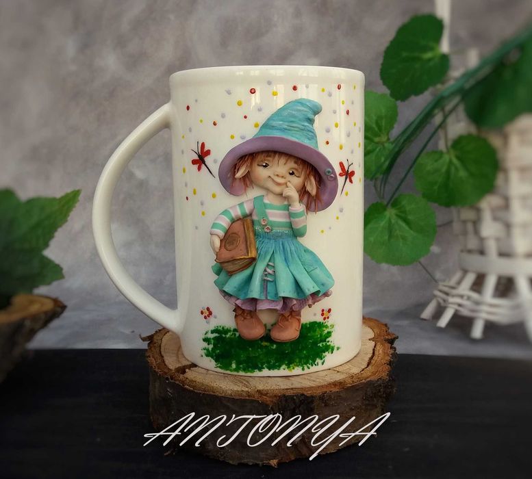 Чашка з декором Дівчинка ельф, чашка на подарунок