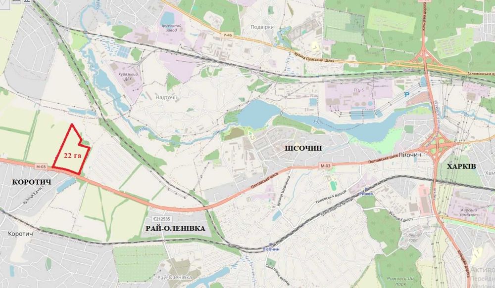 Продам массив ОСГ с выходом на Киевскую автотрасу