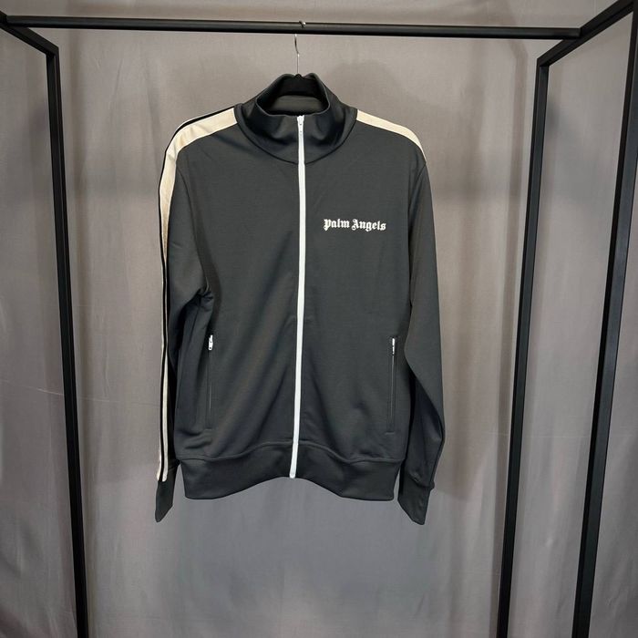 Palm Angels Track Zip Hoodie Dark Grey