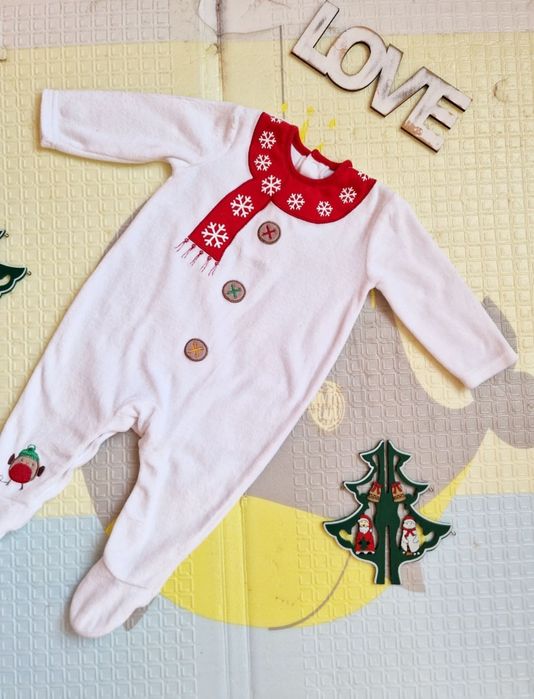 Новорічний різдвяний чоловічок george джордж 3-6 м ромпер бодік сліп