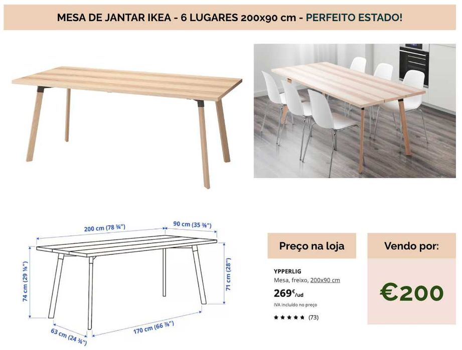 Mesa de Jantar IKEA - Perfeito Estado!!
