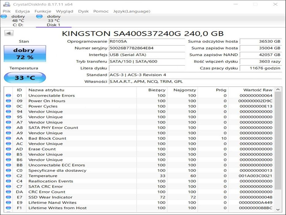 SSD 240GB KingSton A400