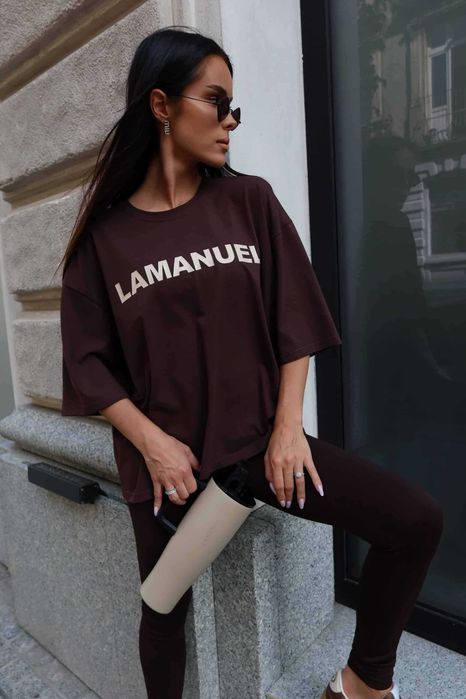 La manuel bluzka t-shirt blank czekolada