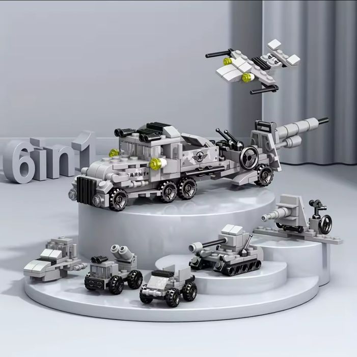 Конструктор дитячий потяг танк джип 135 деталей 6 в 1