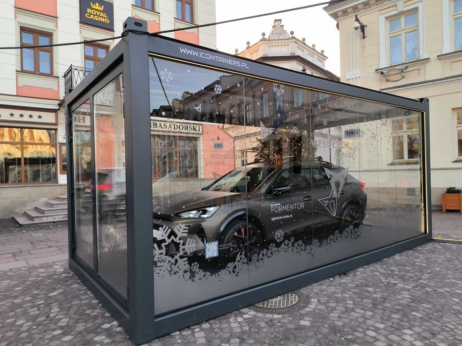 Kontener Pawilon ekspozycyjny, Handlowy, Biurowy, na samochód, targi