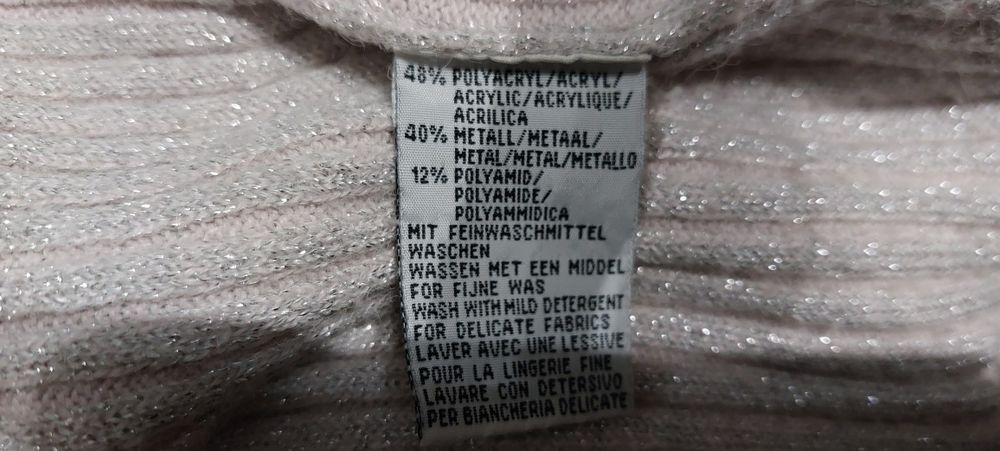Golf sweter roz 40 różowy z srebrną nitką