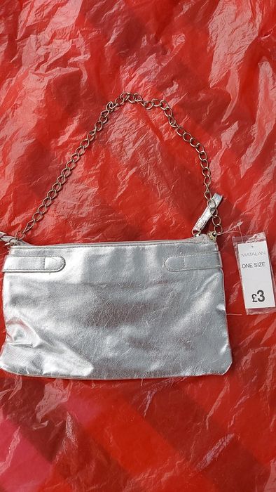 Torebka mała wizytowa srebrna NOWA