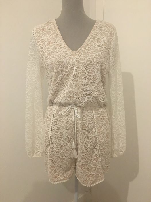 Kombinezon boho koronkowy gipiura kremowy, rozm.L Tally Weijl