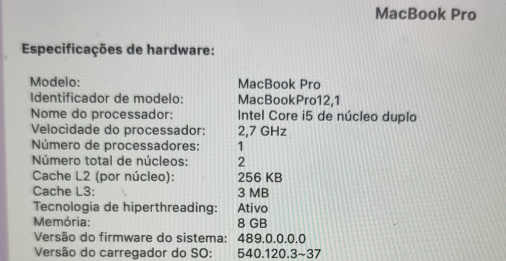 Macbook pro 13 256 core i5 2015 **NEGOCIÁVEL **