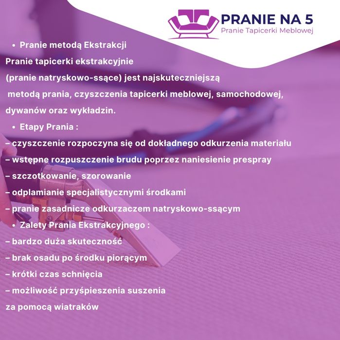 PRANIE NA 5 Pranie tapicerki meblowej