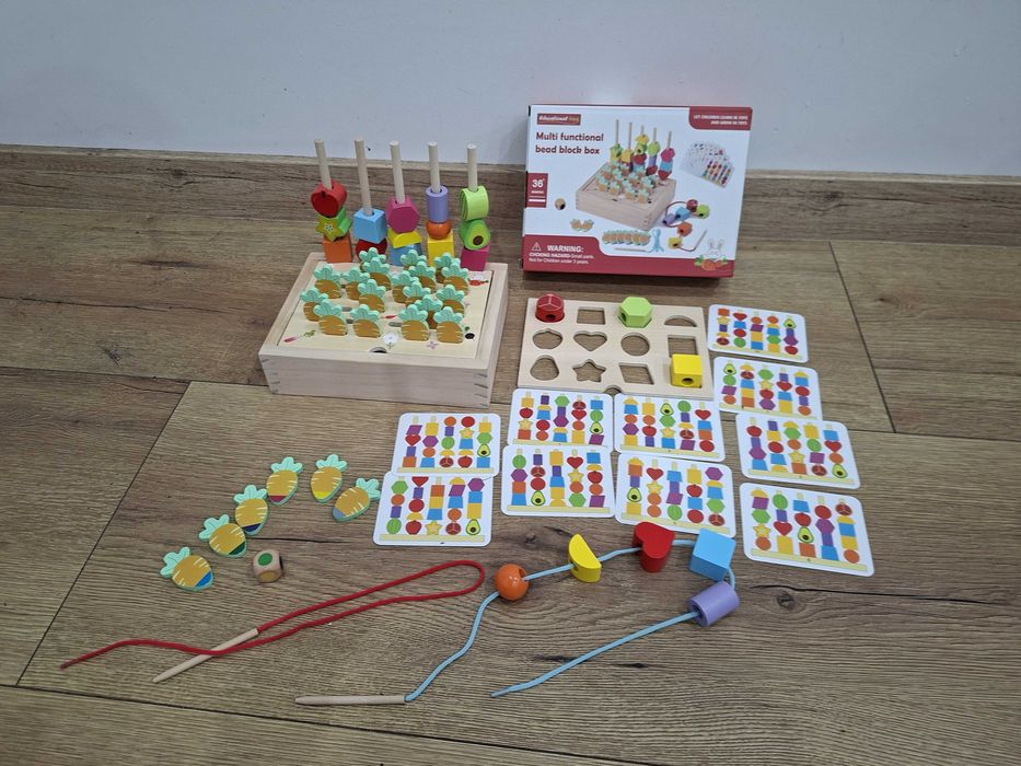 Zestaw edukacyjny ,układanka drewniana Montessori ,sorter ,figury