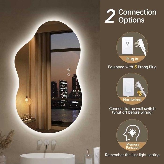 Nowe lustro LED / wiszące / 100x60cm / 3 barwy / bezramkowe / A3541!