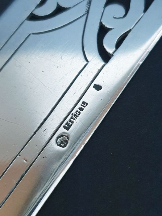 Magnífico raro antigo abre cartas em prata Leitão & Irmao Sec. XIX/XX