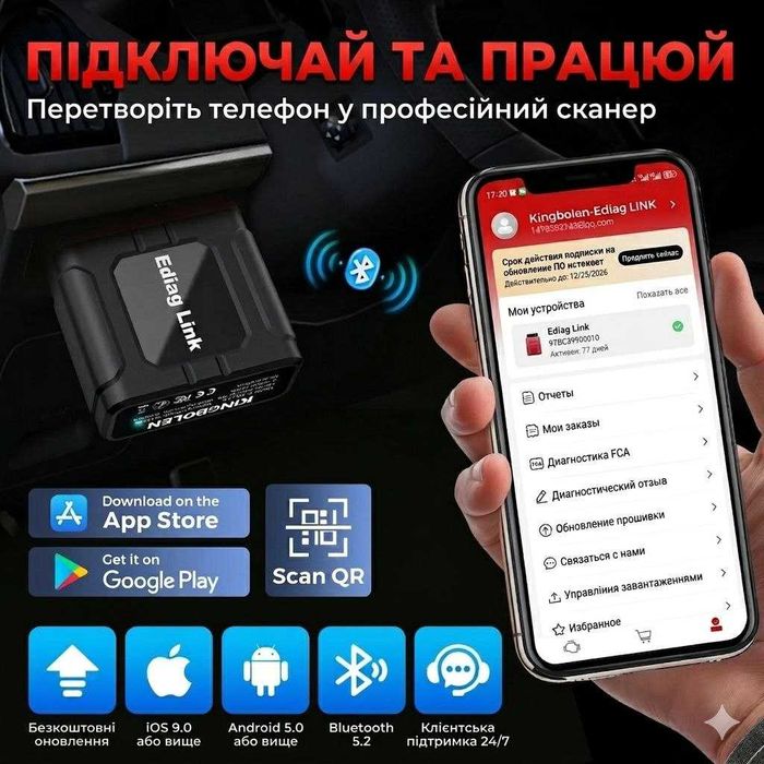 Автосканер Ediag Link сканер помилок Kingbolen OBD2