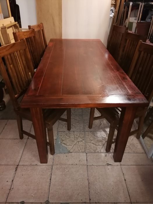 Stół +sześć krzeseł drewno tekowe