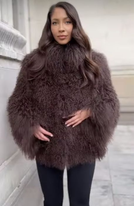 Kontantto kurtka futro czekoladowa lama naturalna xs-6xl