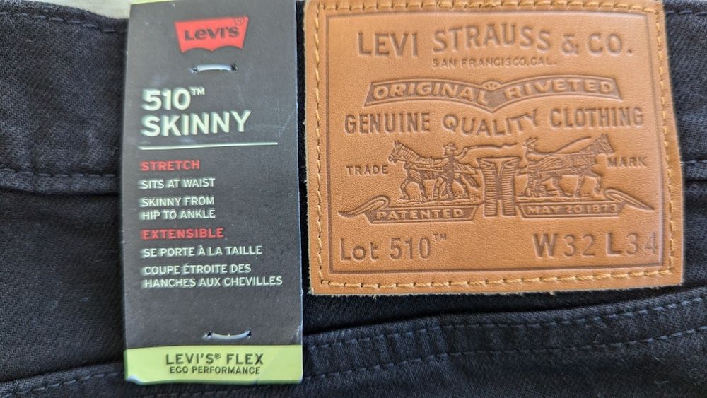 Levi's 510 Black Leaf W32 L34 - NOVO