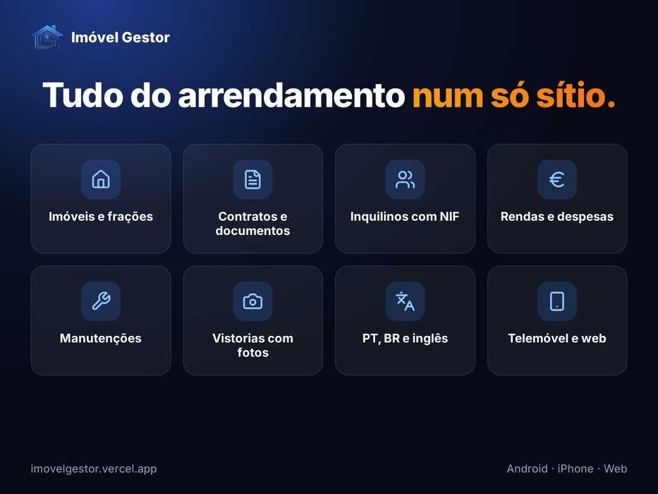 App gestão de arrendamento: rendas, recibos e IRS – plano grátis