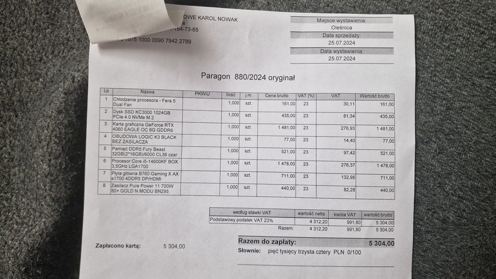 Komputer gamingowy Intel.
