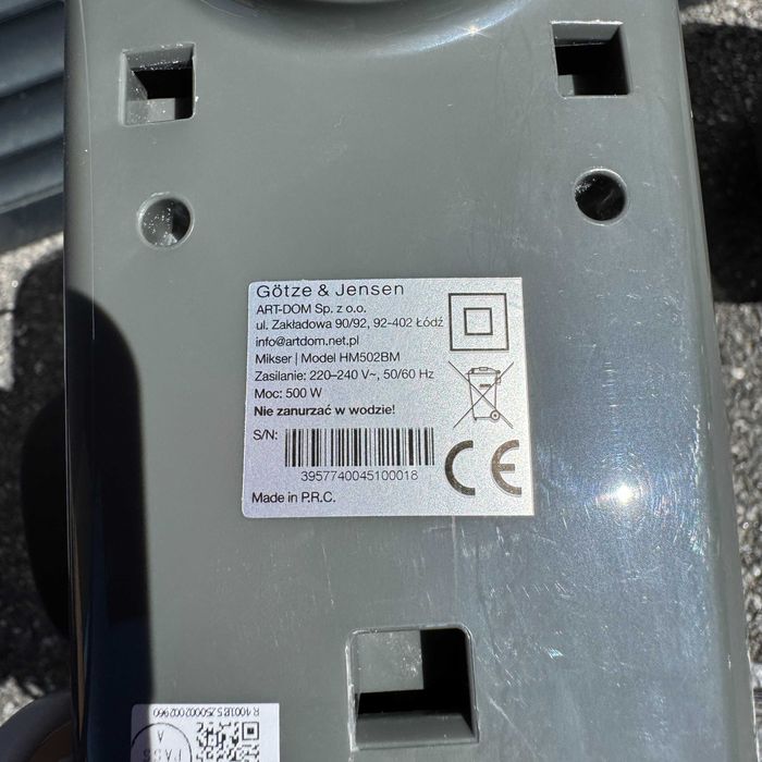 Mikser GÖTZE JENSEN HM502BM + Opakowanie