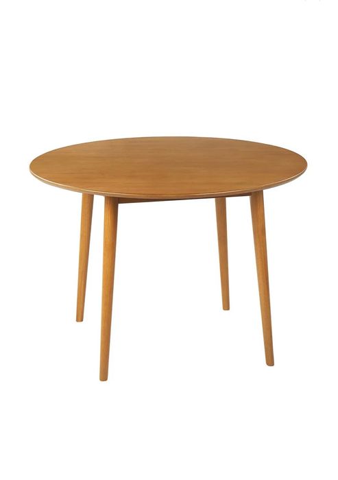 Mesa de jantar redonda em madeira clara