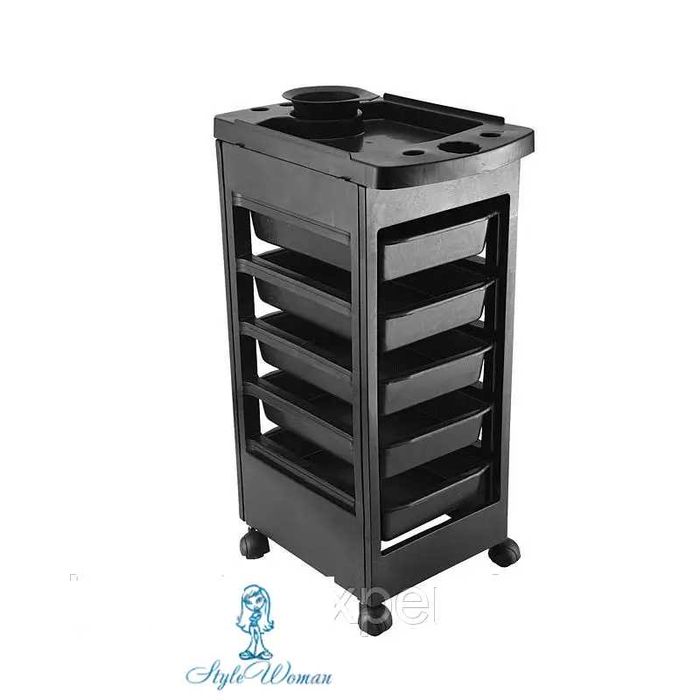 Тележка парикмахерская для салона на колесах 5 лотков + полка+чаша