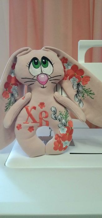 Игрушка именная зайка-метрика с вышивкой