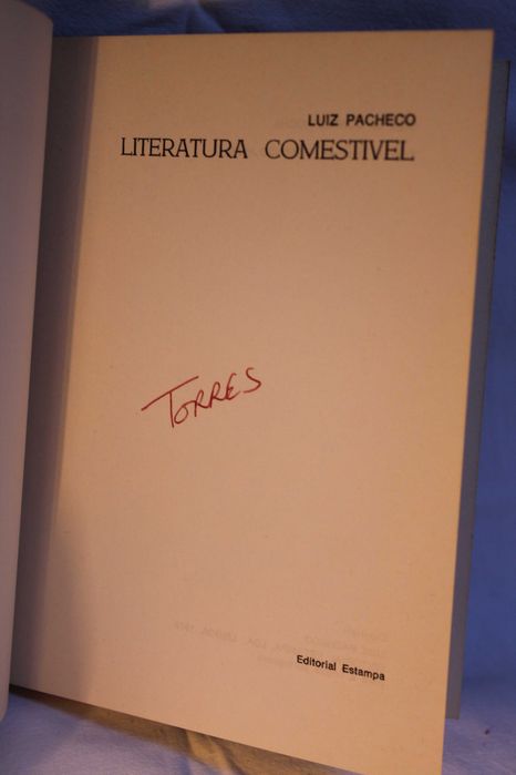 1ª edição de "Literatura Comestível" (1972), de Luís Pacheco