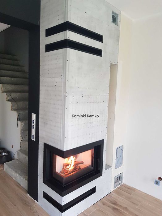 Kominek Kratki Simple s bs 6 kw narożny z zabudowa