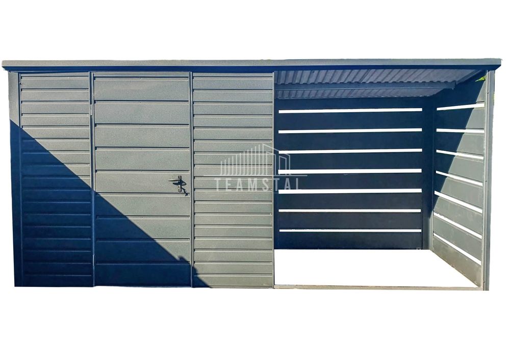 Schowek - Domek Ogrodowy 2,5x1,5m + Wiata 2,2m Drzwi Antracyt  TS730