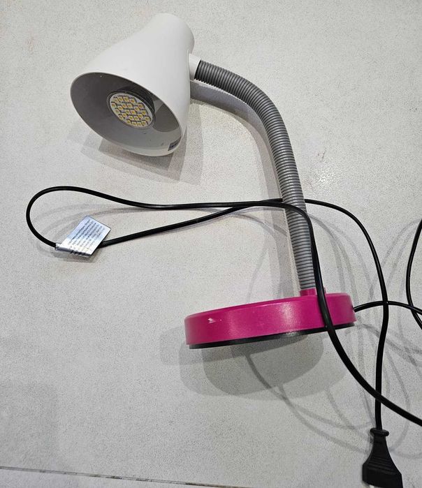 lampka biurkowa na biurko, biała fuksja