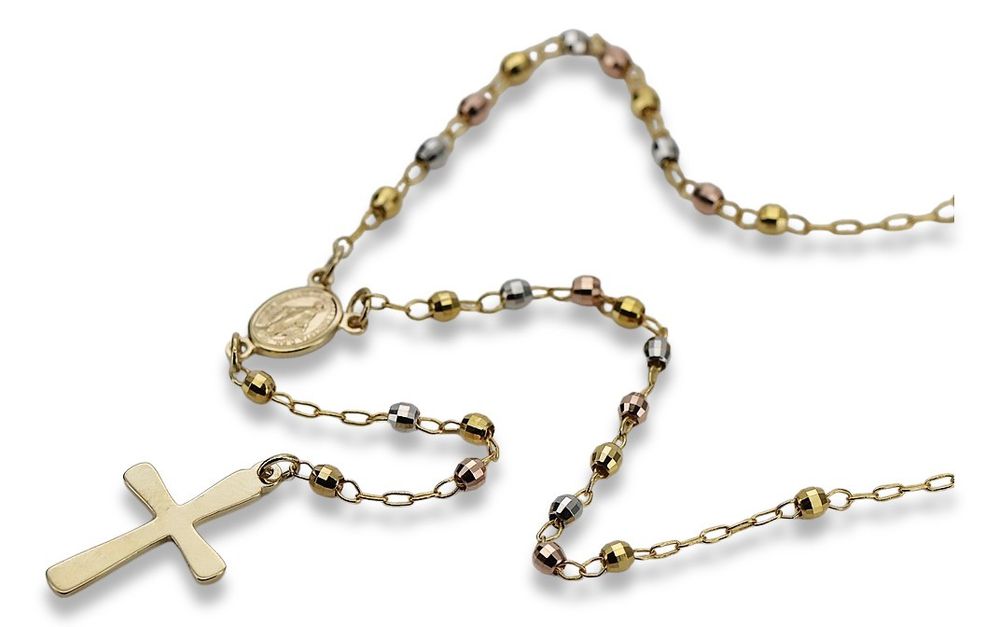 Złoty 14k 585 różaniec diament łańcuszek włoski rcc003ywr Wrocław