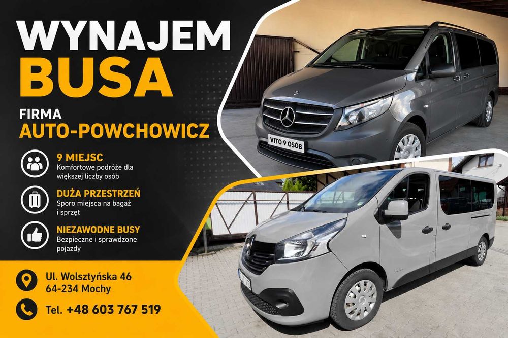Fiat Talento LONG 2020r   TRAFIC   WYNAJEM BUSA 9 OSOBOWY 230zł/doba