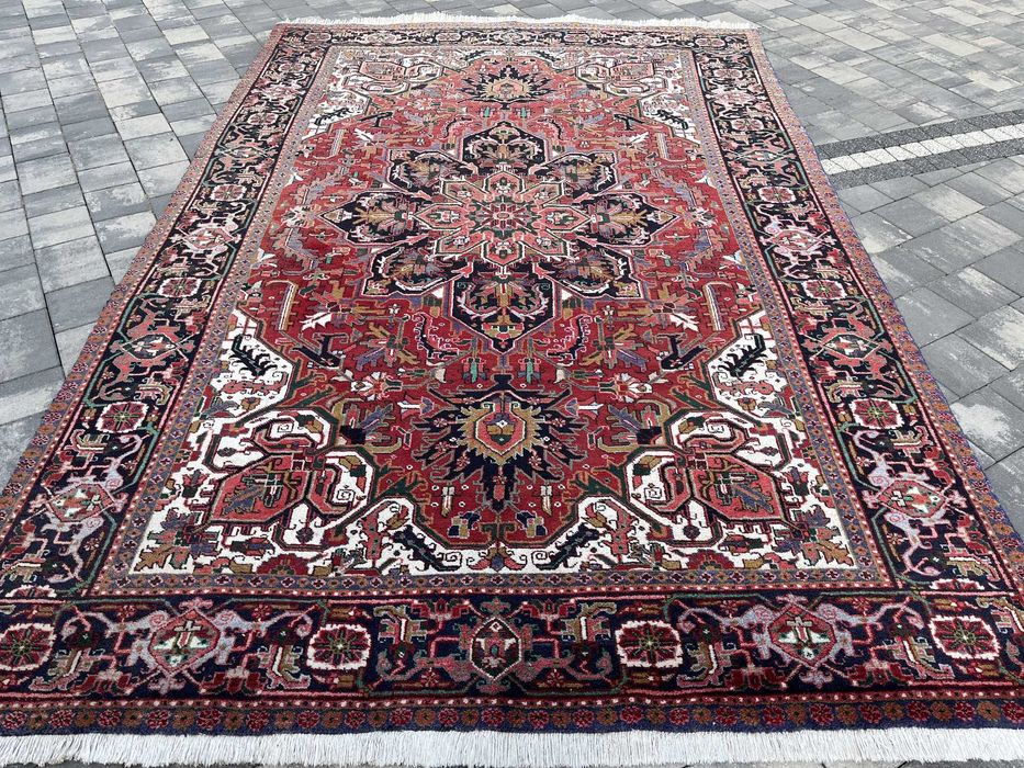 GIGANTYCZNY Perski HERIZ 353x222 – RĘCZNIE TKANY – 100% Wełna – Unikat