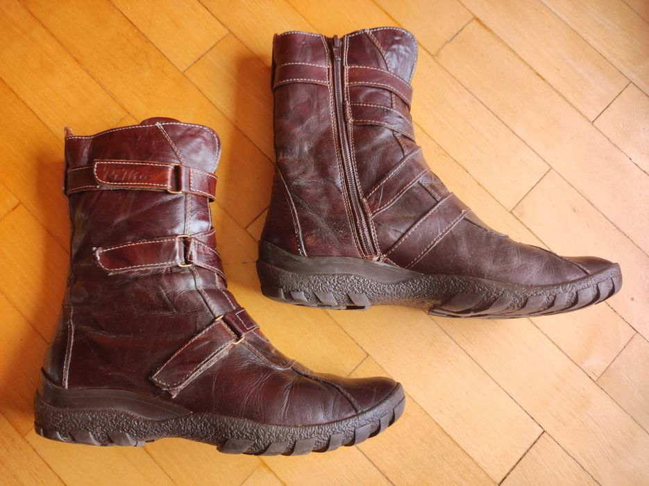 Buty botki brązowe nr 39 skórzane PIMO