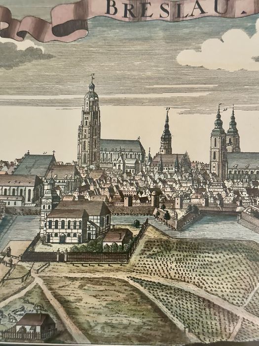 Grafika Panorama Breslau Wrocław  F.B.Werner