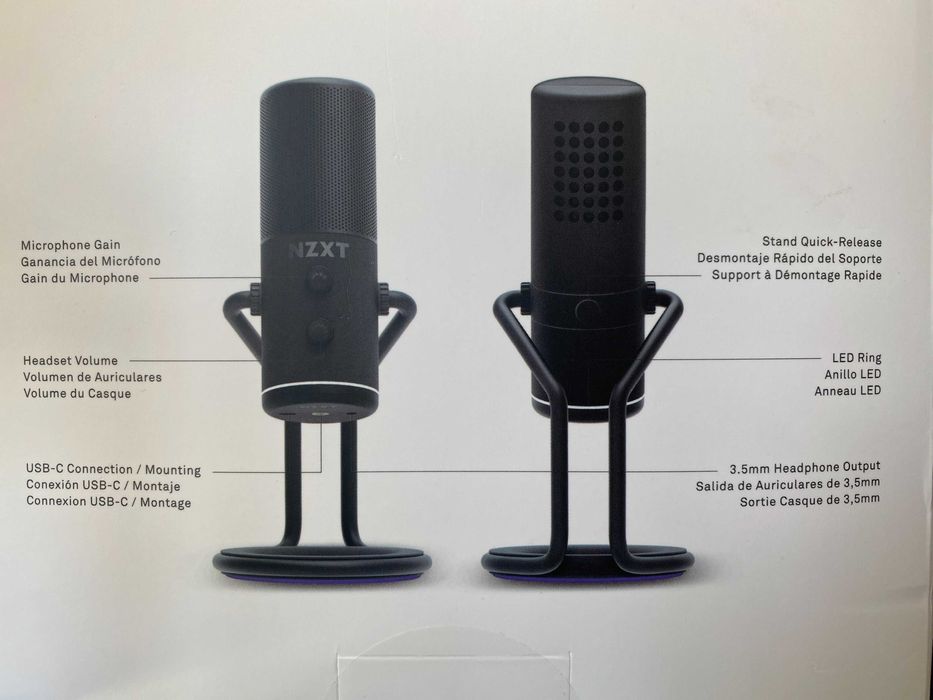 NZXT Capsule Microfone Cardioide USB-C Preto