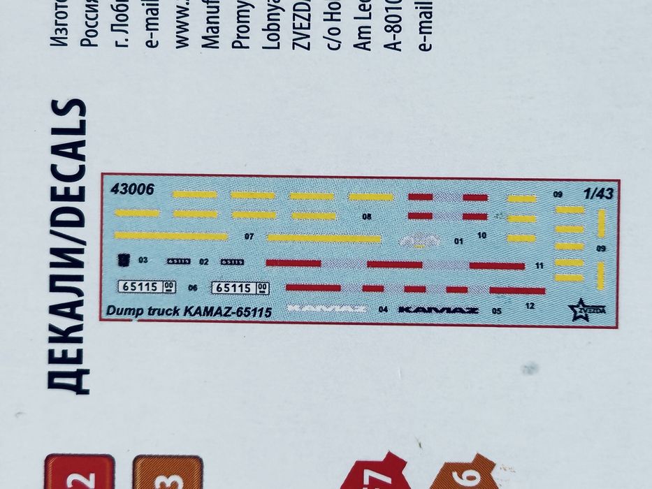 Sochód ciężarowy Kamaz 65115 model do sklejania Zvezda 43006