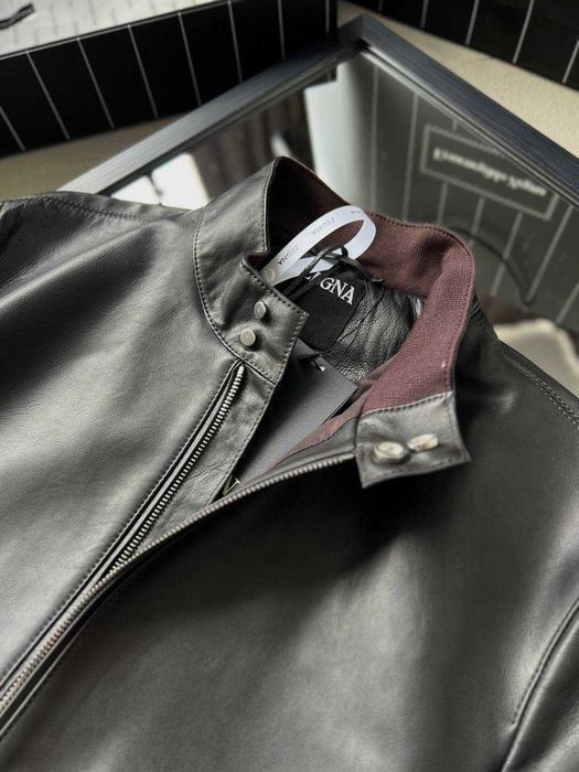 Мужская кожаная куртка Zegna куртка натуральная кожа Зенья v108