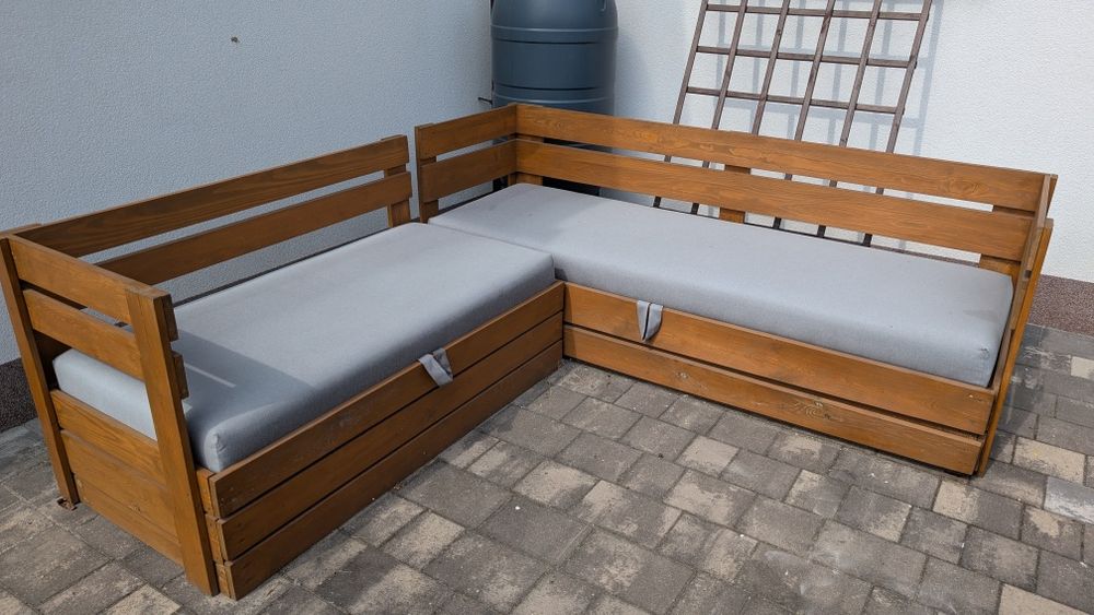 Narożnik ogrodowy dwa elementy sofa ogrodowa mebel ogród do niewielkiej renowacji