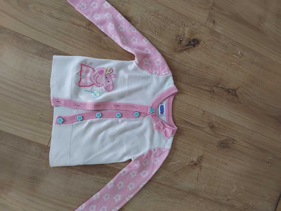 Sweterek swetr rozpinany biało-różowy dla dziewczynki 92 cm ŚWINKA PEPPA