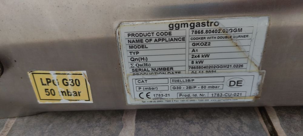 Placa de duas bocas industrial a gás