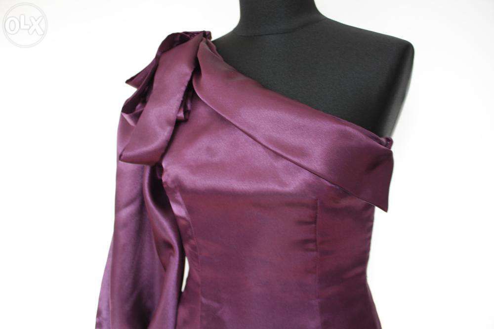 Fioletowa suknia asymetryczna r. 36, handmade
