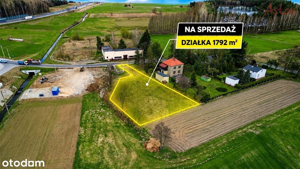 Działka pod dom i usługi, prąd, gaz, ogrodzenie