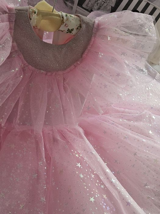 Сукня святкова рожева на 5 років блистить пишна фатінова