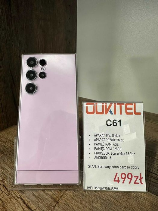 Smartfon Telefon Oukitel C61 4/128GB fioletowy + etui stan bdb gwarancja